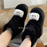 Bốt cổ lông charm mèo bông
