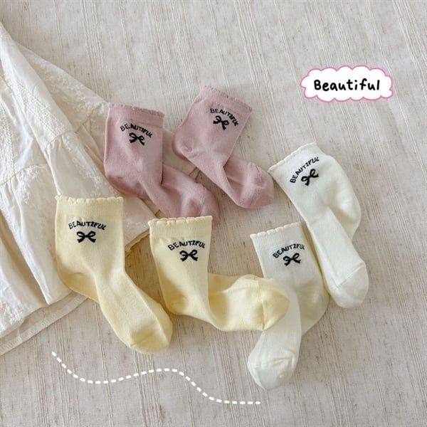 Tất Kid mặt lưới chữ nơ