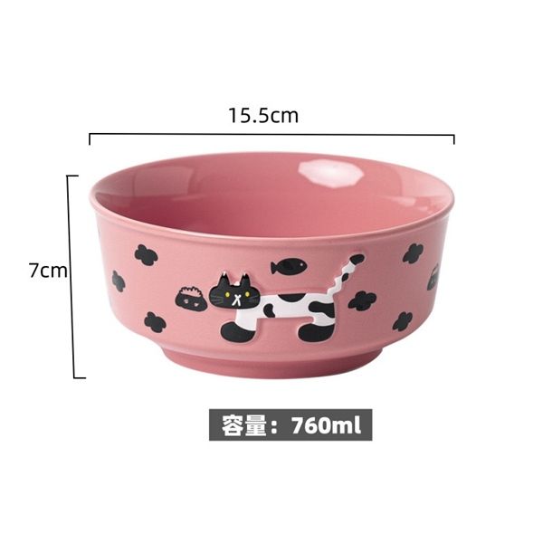 Set bát đĩa mèo đen đốm