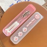Set thìa đũa dĩa chân mèo có hộp