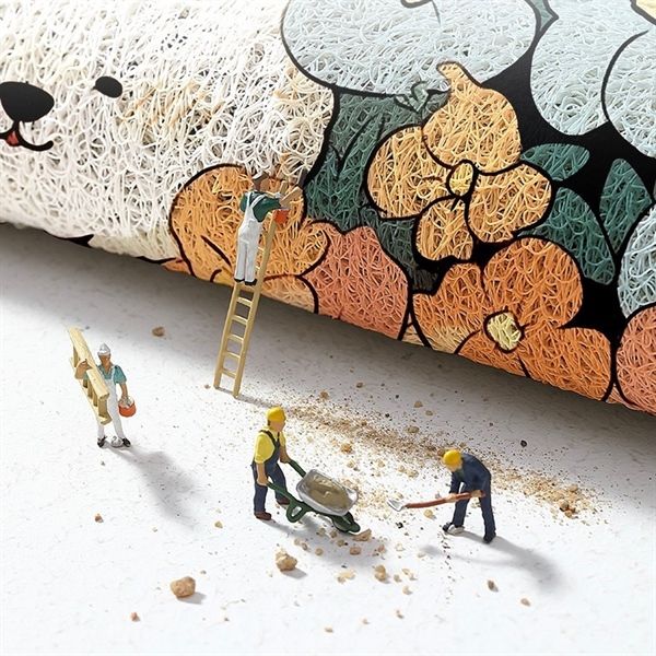 Thảm nhựa xoắn cửa ra vào 2 cún Shiba 45x75cm