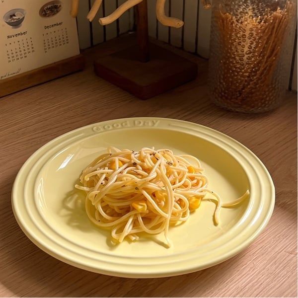 Đĩa trơn viền chữ Good Day 20cm