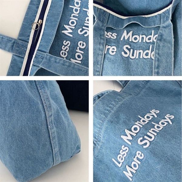 Túi jean Less Mondays More Sundays
