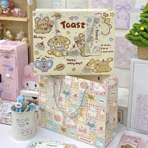 Túi quà mảng chữ nhật vintage 29x24x12cm