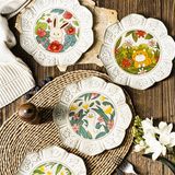 Đĩa sứ vintage thú vườn hoa 22cm