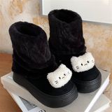 Bốt cổ lông charm mèo bông