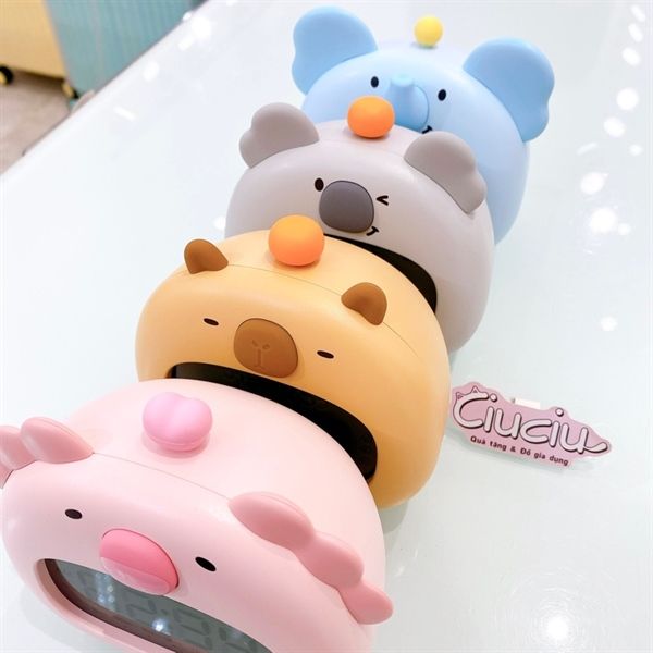 Đồng hồ đèn ngủ thú đội trái cây