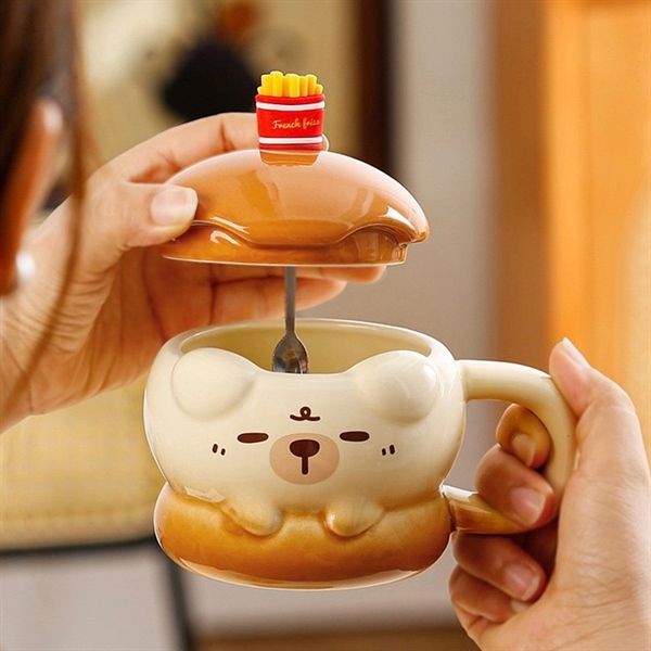Cốc sứ thú hamburger 400ml