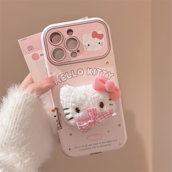 Ốp Hello Kitty bông nổi nơ caro
