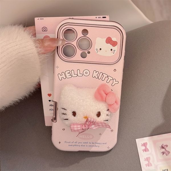 Ốp Hello Kitty bông nổi nơ caro