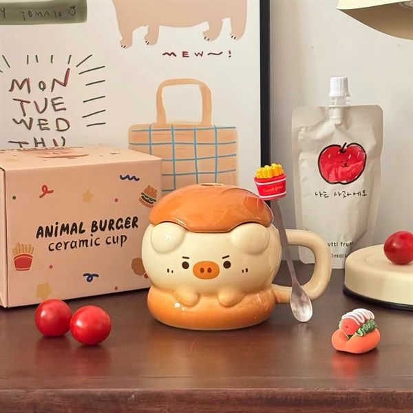 Cốc sứ thú hamburger 400ml