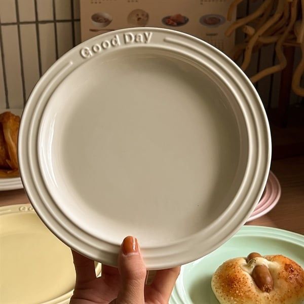 Đĩa trơn viền chữ Good Day 20cm