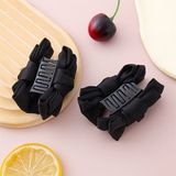 Kẹp càng cua nơ vải kép đen mini