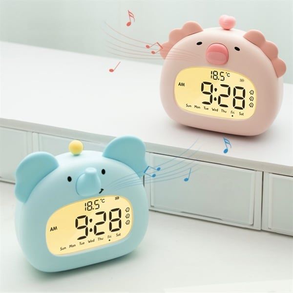 Đồng hồ đèn ngủ thú đội trái cây