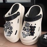 Dép cross charm gấu love tone đen