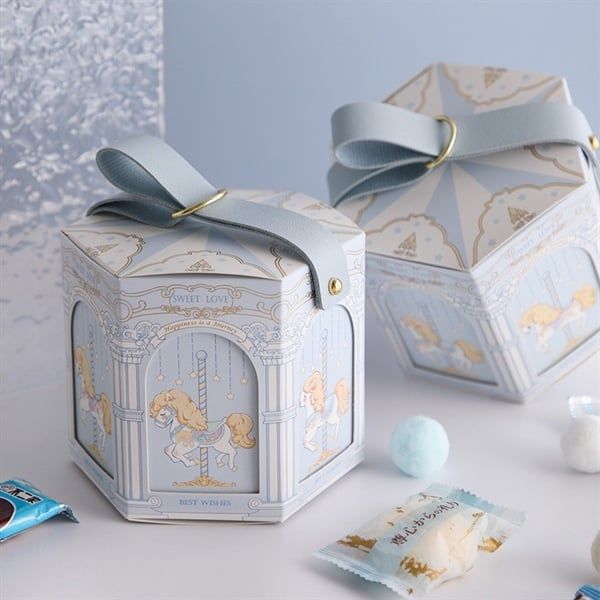 Hộp quà mini lục giác vòng quay ngựa