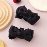 Kẹp càng cua nơ vải kép đen mini