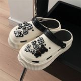 Dép cross charm gấu love tone đen