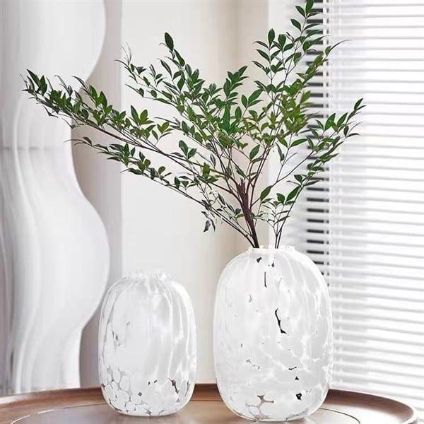 Lọ hoa thuỷ tinh bầu dục loang trắng 30cm