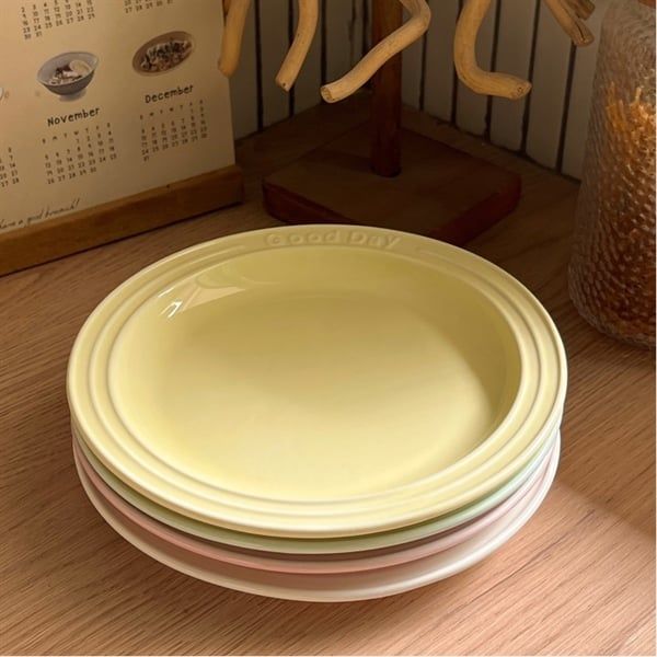 Đĩa trơn viền chữ Good Day 20cm