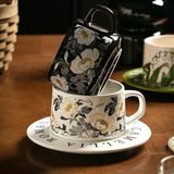 Set cốc hoa vintage kèm đĩa 260ml