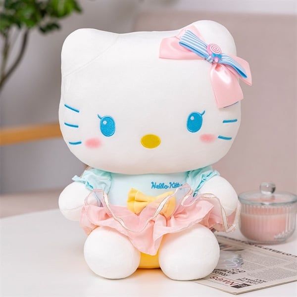 Hello Kitty bông váy xanh nơ vàng 30cm