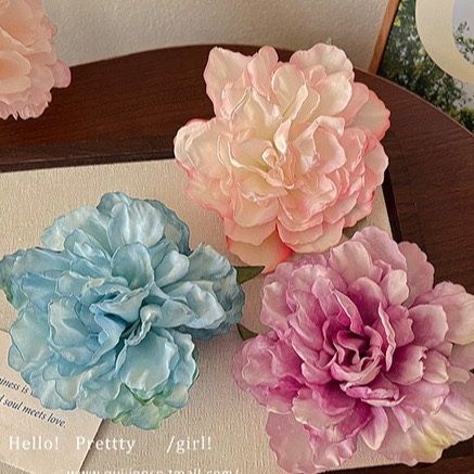 Kẹp tóc hoa mẫu đơn cánh lượn sóng