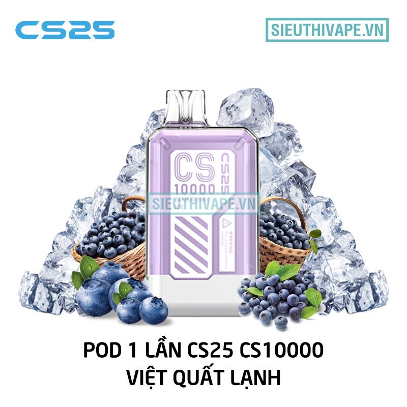  CS25 CS10000 Blueberry Ice - Pod 1 Lần Có Sạc 10000 Hơi 