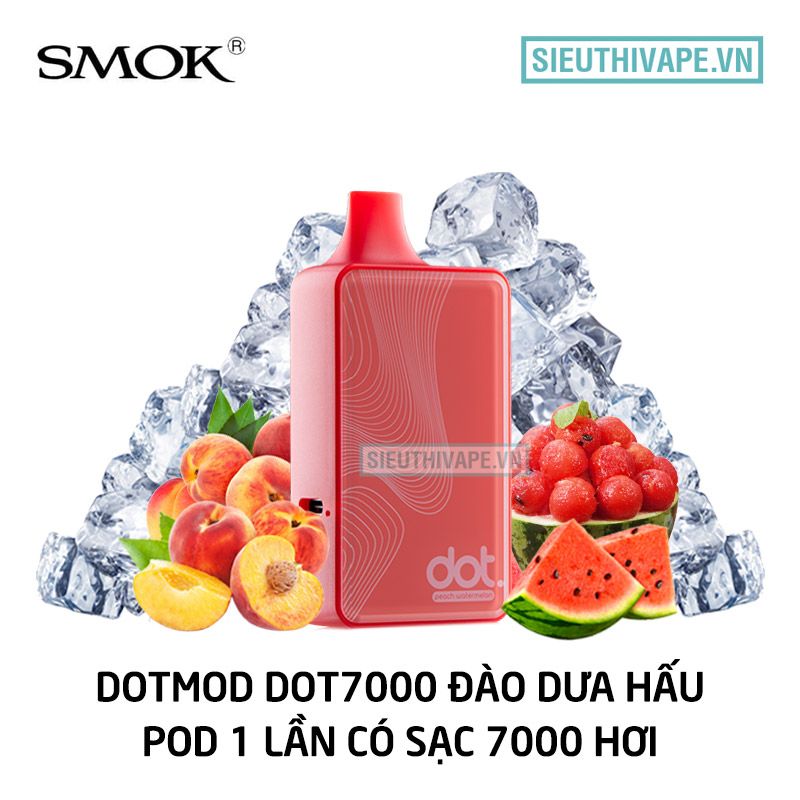  Dotmod Dot7000 Peach Watermelon - Pod 1 Lần 7000 Hơi Có Sạc 