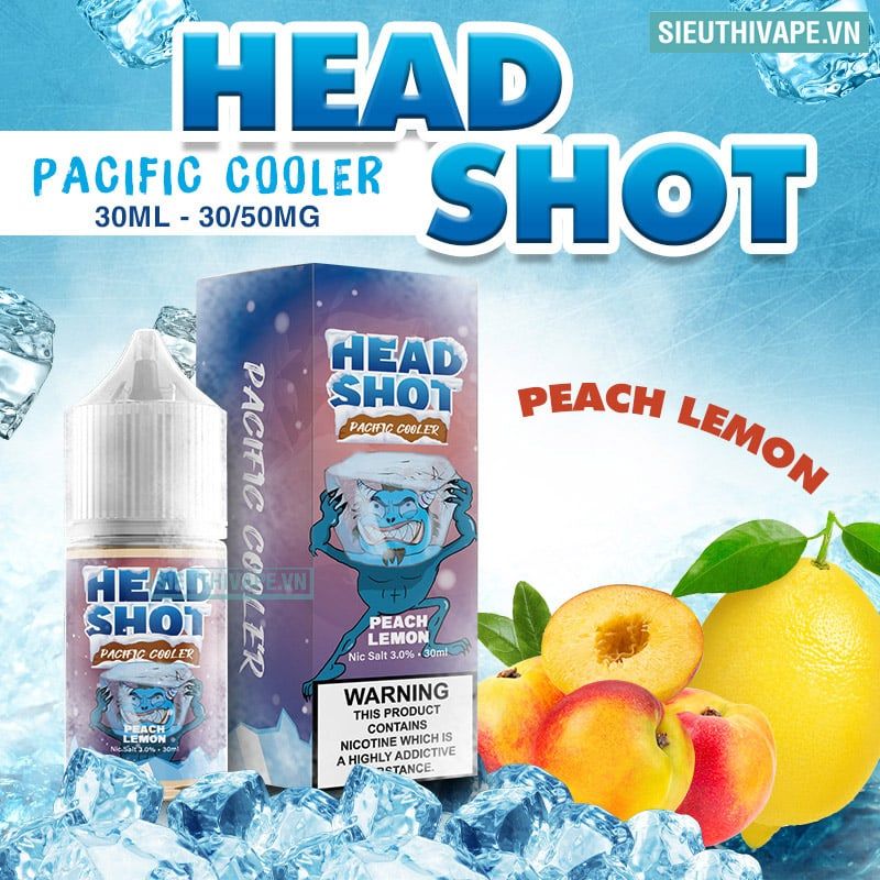  Headshot Pacific Cooler Peach Lemon 30ml - Tinh Dầu Saltnic Chính Hãng 