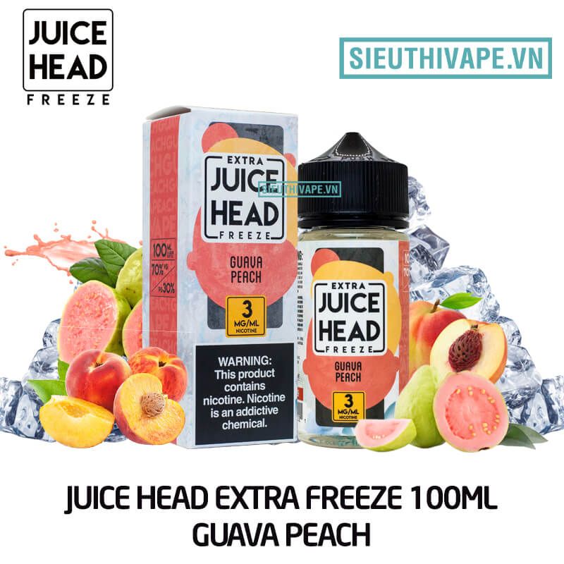 Juice Head Extra Freeze Guava Peach 100ml - Tinh Dầu Vape Mỹ