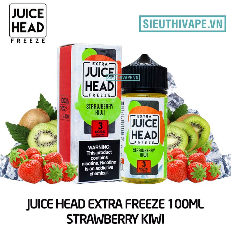 Juice Head Extra Freeze Strawberry Kiwi 100ml - Tinh Dầu Vape Mỹ