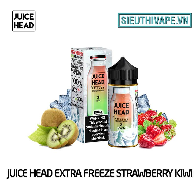 Juice Head Extra Freeze Strawberry Kiwi 100ml - Tinh Dầu Vape Mỹ