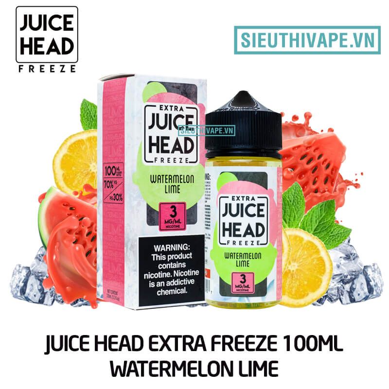 Juice Head Extra Freeze Watermelon Lime 100ml - Tinh Dầu Vape Mỹ