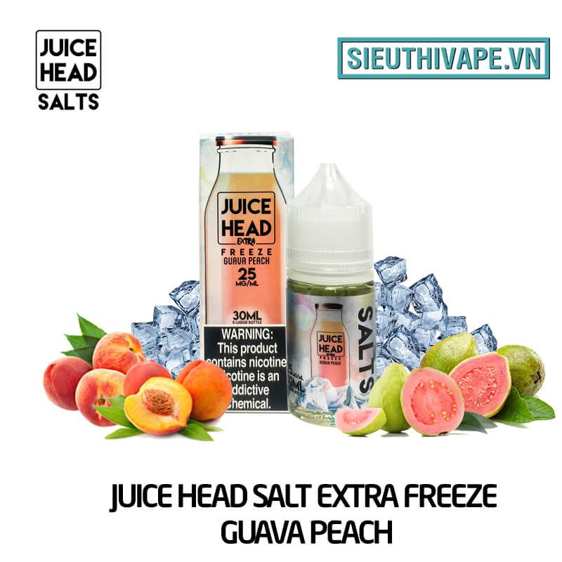 Juice Head Salt Extra Freeze Guava Peach 30ml - Tinh Dầu Salt Nic Mỹ