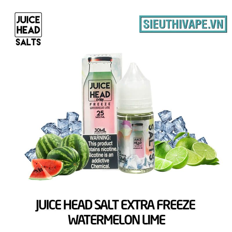 Juice Head Salt Extra Freeze Watermelon Lime 30ml - Tinh Dầu Salt Nic Mỹ