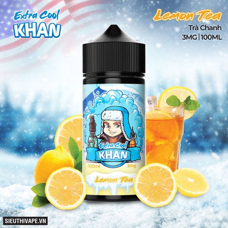  Khan Extra Cool Lemon Tea 100ml - Tinh Dầu Vape Chính Hãng 