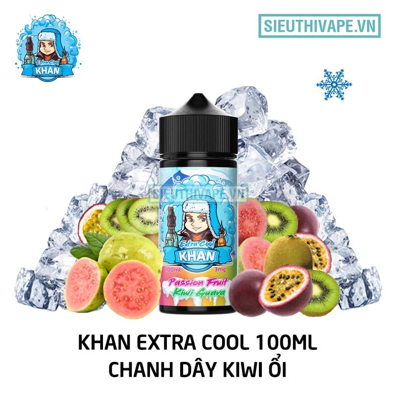  Khan Extra Cool Passion Fruit Kiwi Guava 100ml - Tinh Dầu Vape Chính Hãng 