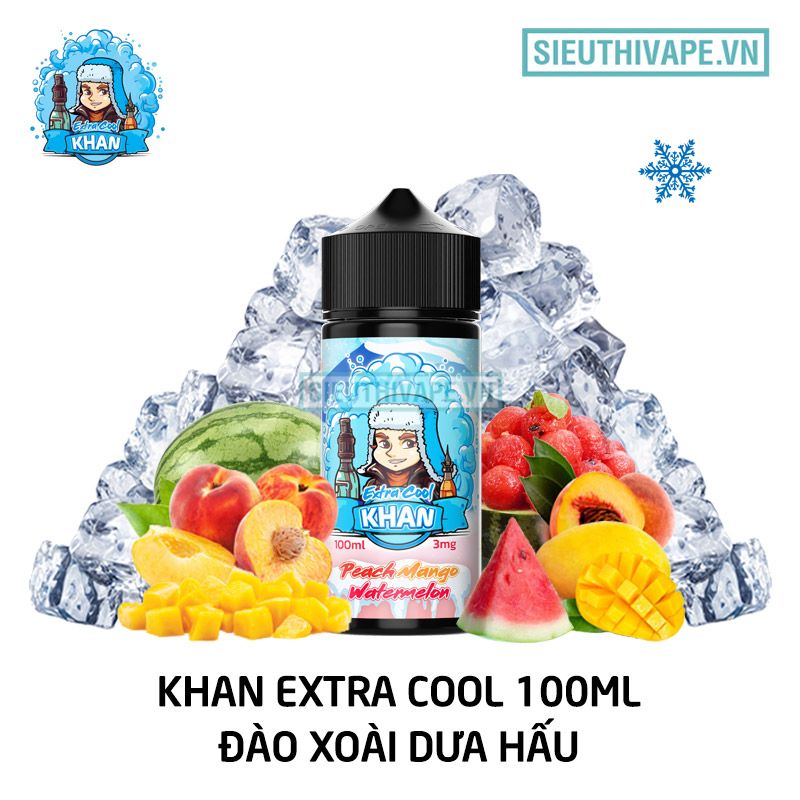  Khan Extra Cool Peach Mango Watermelon 100ml - Tinh Dầu Vape Chính Hãng 