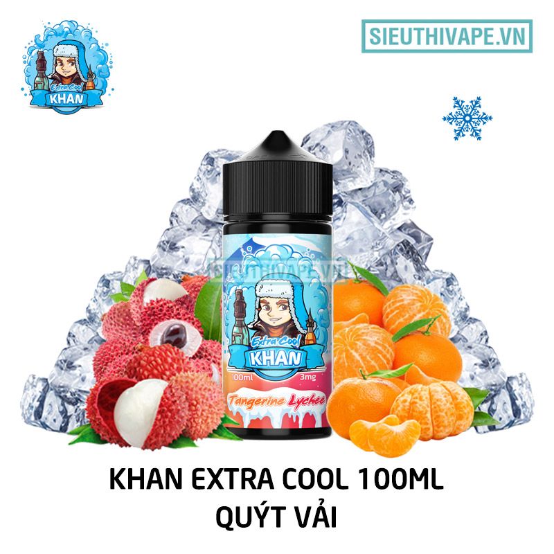  Khan Extra Cool Tangerine Lychee 100ml - Tinh Dầu Vape Chính Hãng 
