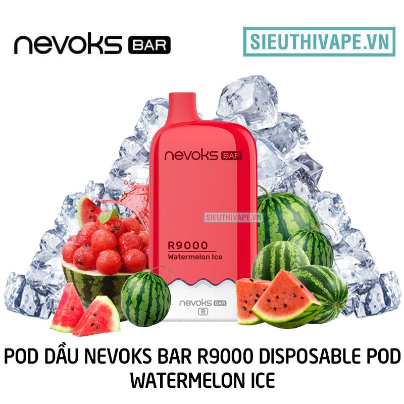  Nevoks Bar R9000 Watermelon Ice - Pod 1 Lần 9000 Hơi Có Sạc 