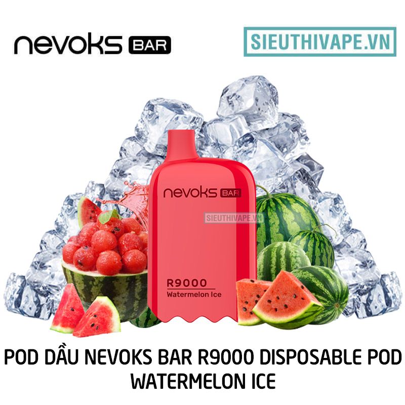  Nevoks Bar R9000 Watermelon Ice - Pod 1 Lần 9000 Hơi Có Sạc 
