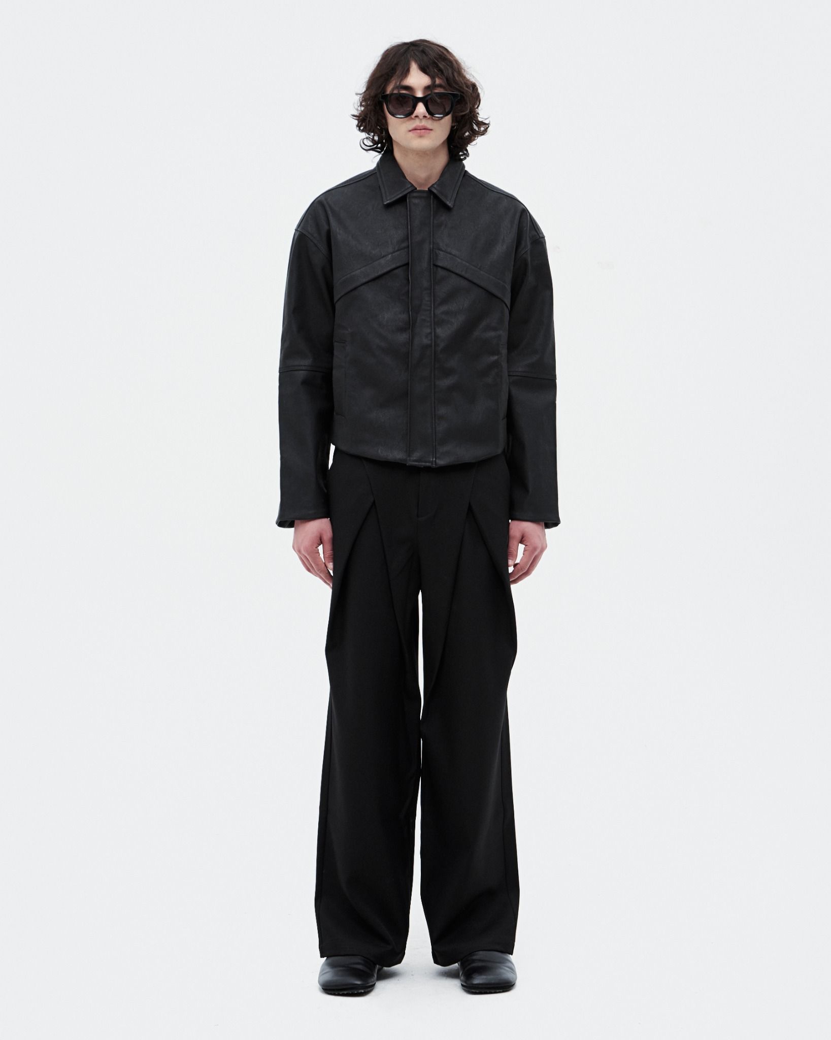MAVERIK® CROPPED LEATHER JACKET ( BLACK )