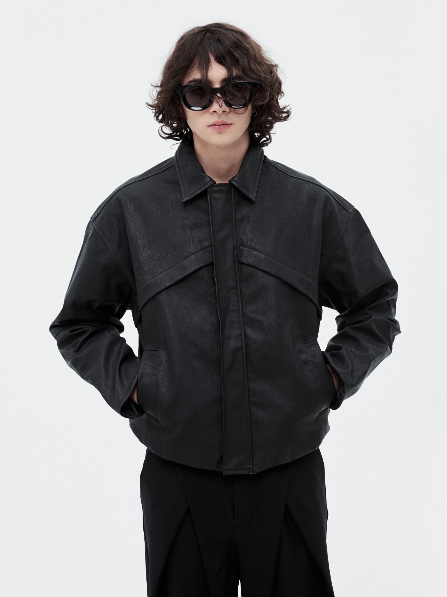 MAVERIK® CROPPED LEATHER JACKET ( BLACK )