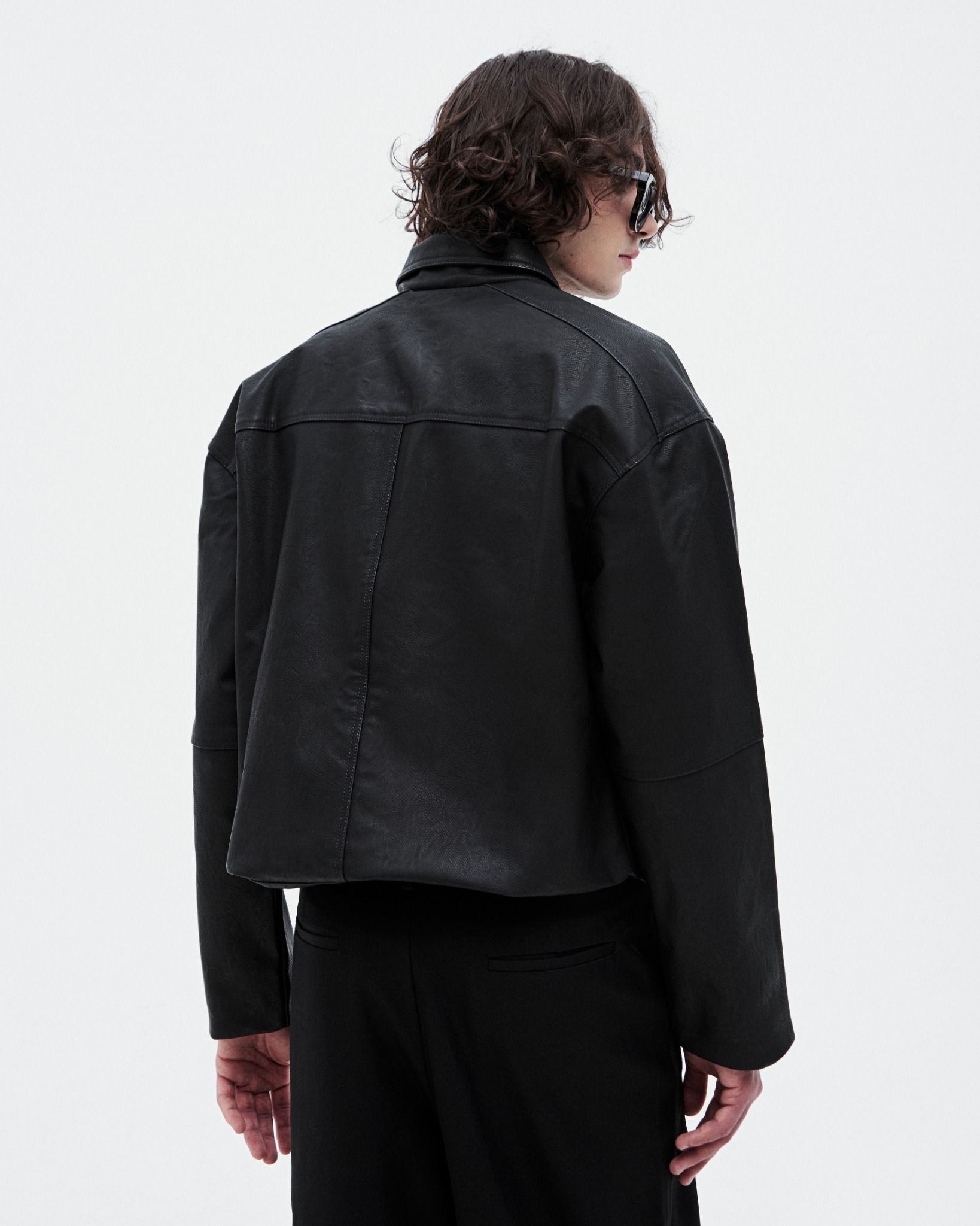 MAVERIK® CROPPED LEATHER JACKET ( BLACK )