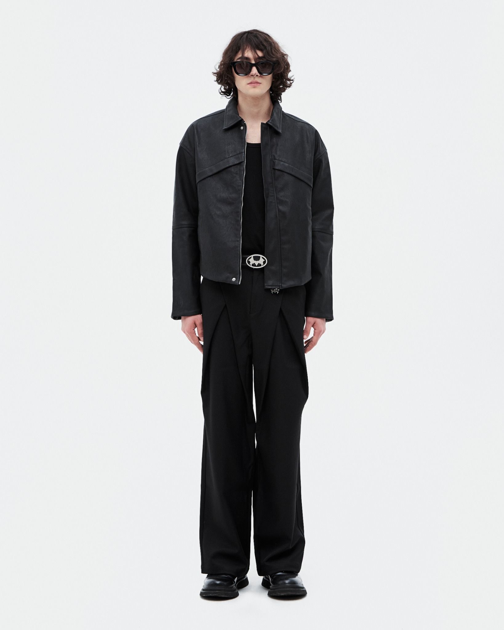 MAVERIK® CROPPED LEATHER JACKET ( BLACK )