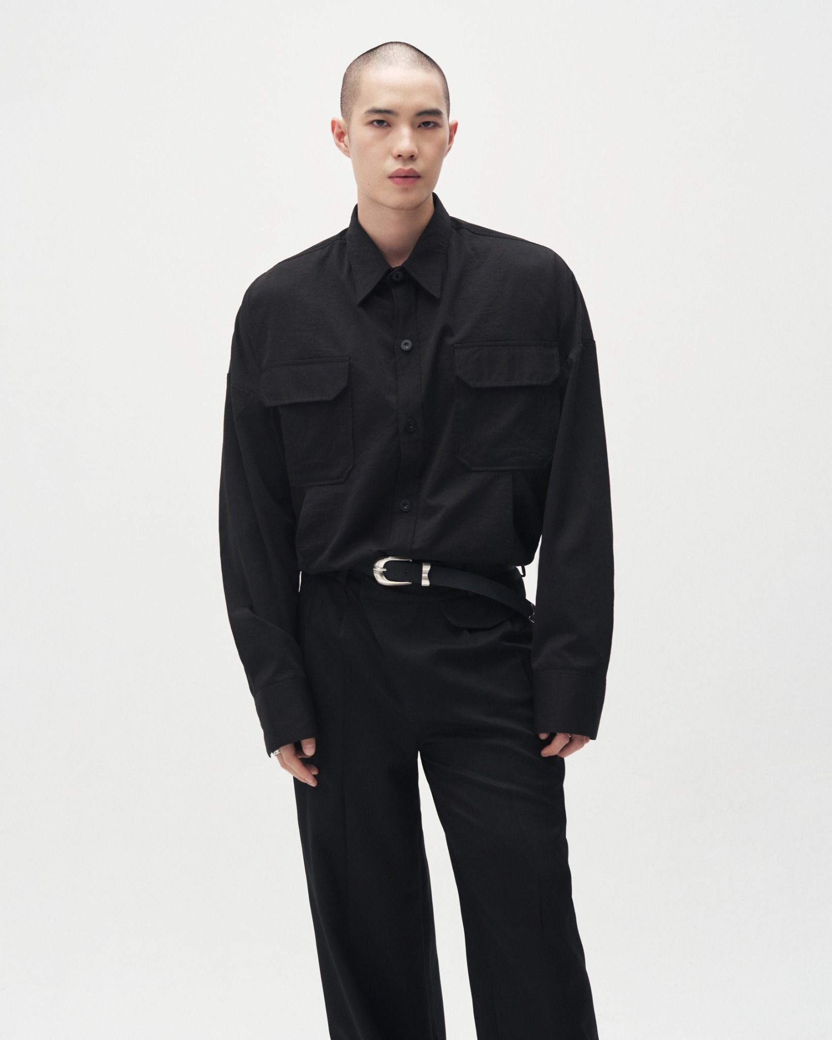 MAVERIK® OVERSIZED PLEATED SHIRT ( BLACK )