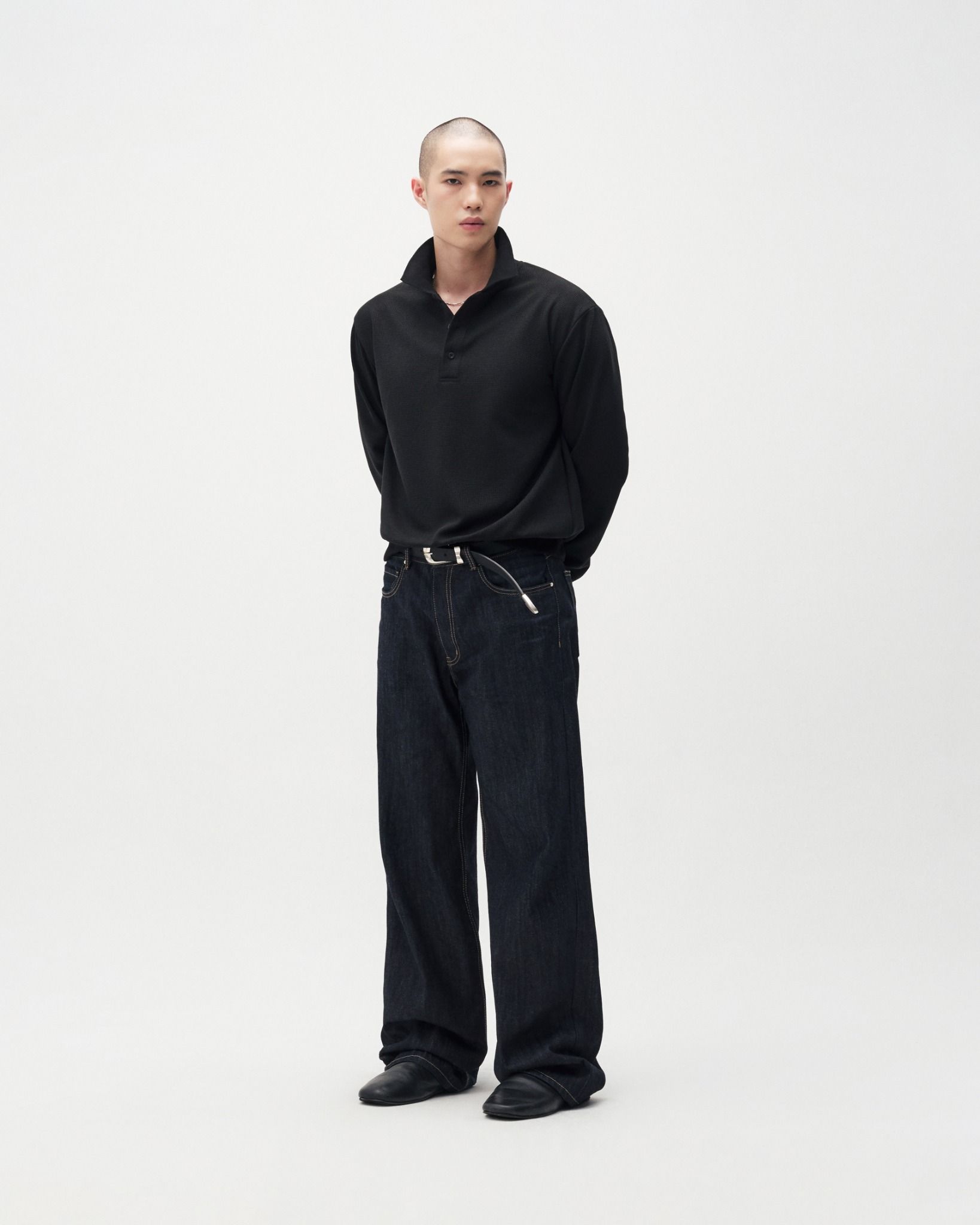 MAVERIK® WAFFLE LONGSLEEVES POLO SHIRT ( BLACK )