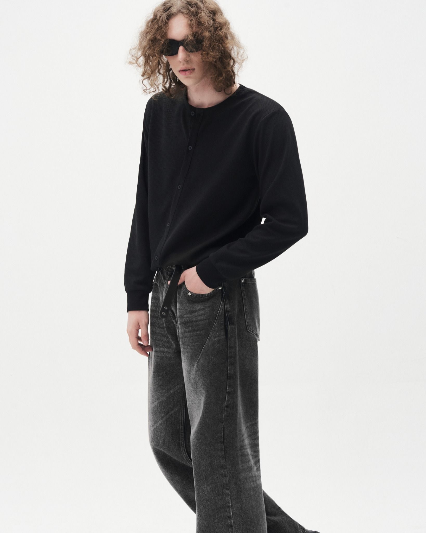 MAVERIK® WAFFLE SHIRT CARDIGAN ( BLACK )