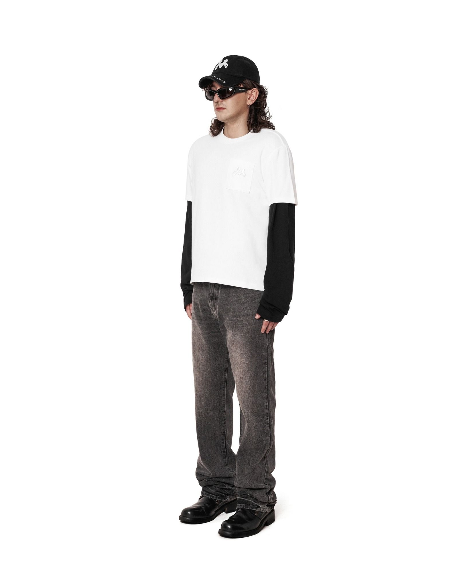 VINTAGE WASHED STRAIGHT JEANS ( GREY WASHED )